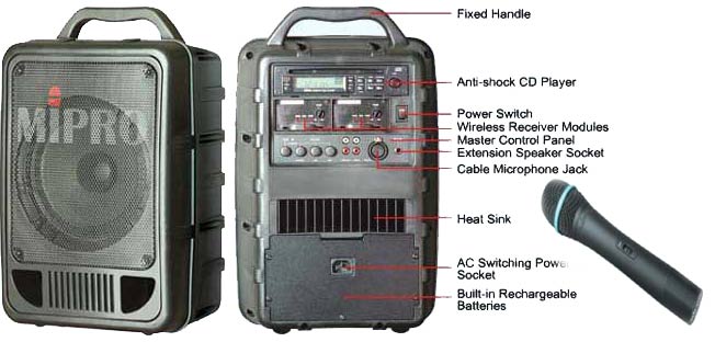 Enceinte Autonome Portable Amplifiée MIPRO 707 avec micro HF